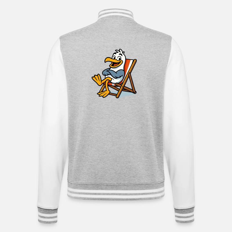 Relaxez une mouette sur la plage - Veste Teddy - gris chiné / blanc