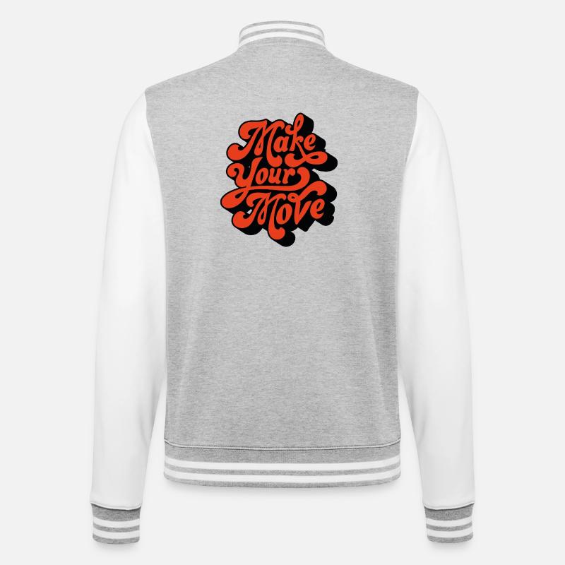 Make Your Move Retro-Skript - College-Sweatjacke - Grau meliert/Weiß