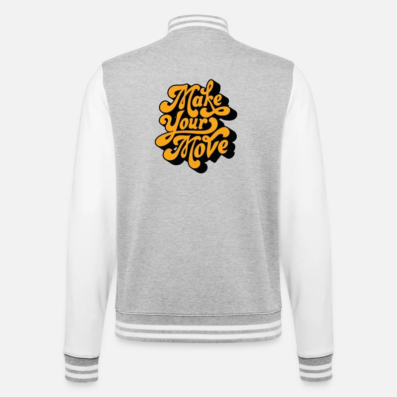Make Your Move Retro-Skript - College-Sweatjacke - Grau meliert/Weiß