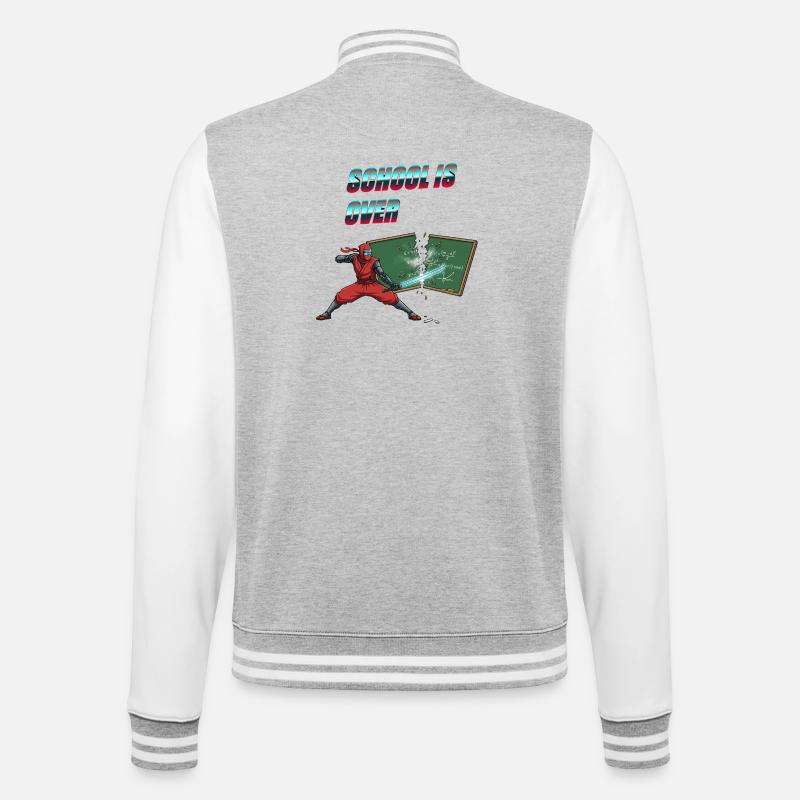 Ninja Schulschluss - College-Sweatjacke - Grau meliert/Weiß