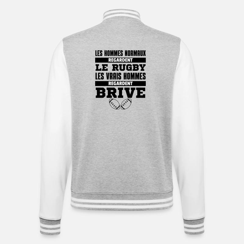 Rugby Brive Real Men - College-Sweatjacke - Grau meliert/Weiß