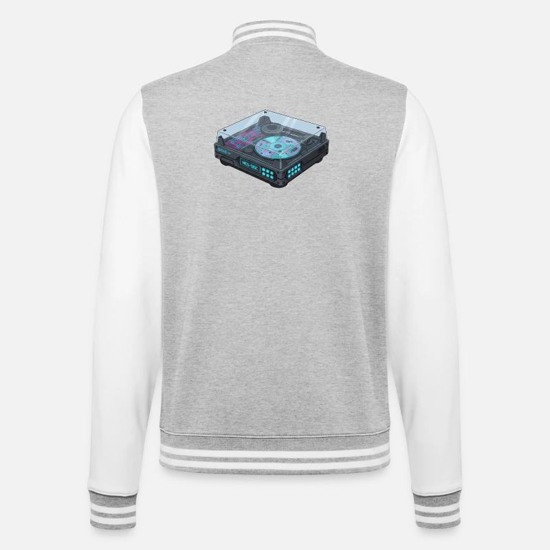 Futuristic Turntable Cool Modern Design - College Sweat Jacket - heather grey/white