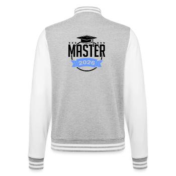 Master 2026 Abschluss Promotion Sponsion - College-Sweatjacke - Grau meliert/Weiß - Hinten - Marisol (170cm)