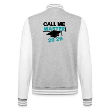 Master 2026 Abschluss Promotion Sponsion - College-Sweatjacke - Grau meliert/Weiß - Hinten - Marisol (170cm)