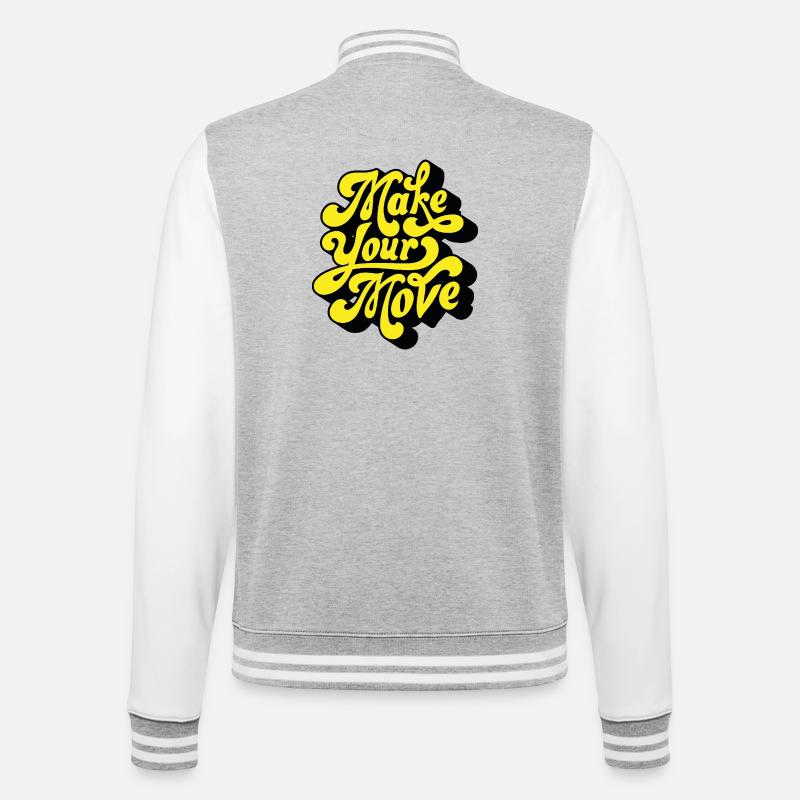 Mach deinen Schritt – Neon-Skript - College-Sweatjacke - Grau meliert/Weiß