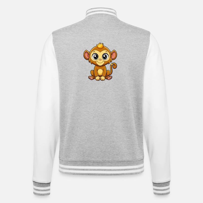 Bébé singe - Veste Teddy - gris chiné / blanc