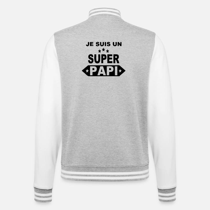 Je suis un super papi - Veste Teddy - gris chiné / blanc