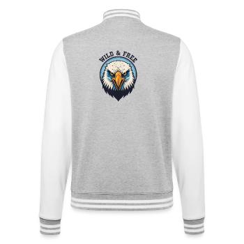 Wild and Free Eagle - College Sweat Jacket - heather grey/white - Back - Marisol (170cm)
