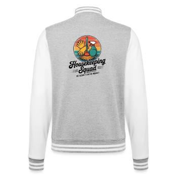 Lustiges Putzen Design - College-Sweatjacke - Grau meliert/Weiß - Hinten - Marisol (170cm)