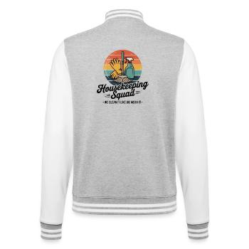 Lustiges Putzen Design - College-Sweatjacke - Grau meliert/Weiß - Hinten - Marisol (170cm)