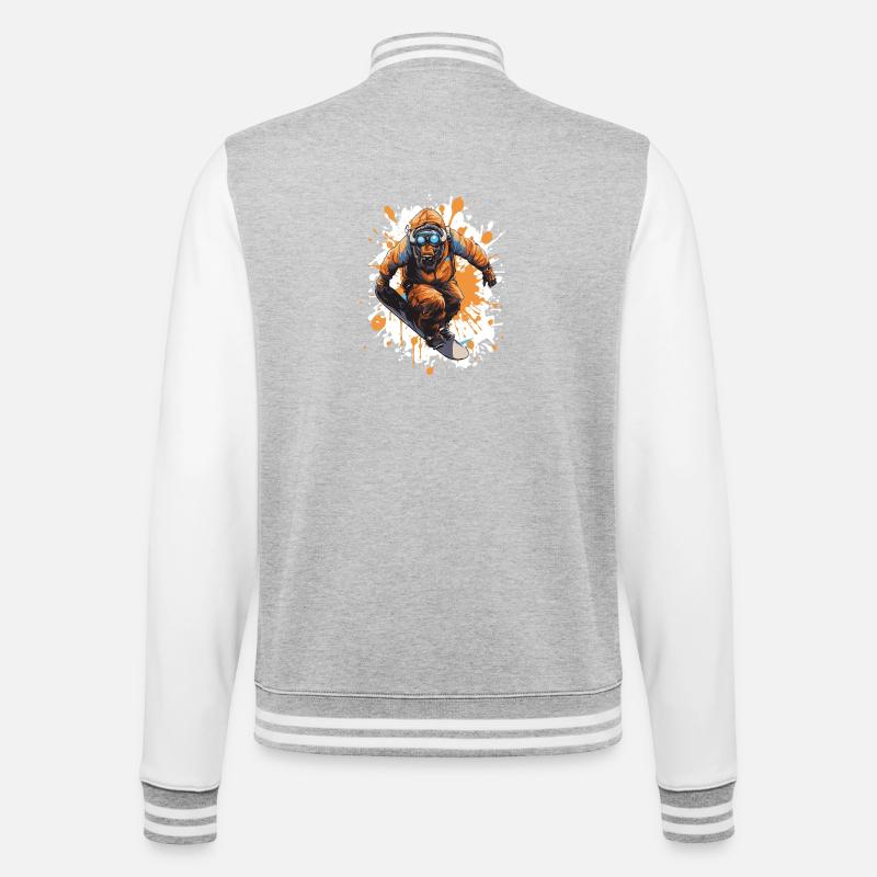 Bison Snowboard - College-Sweatjacke - Grau meliert/Weiß