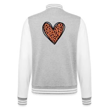 Leo Heart - Trendy Animal Print Fashion Design - College Sweat Jacket - heather grey/white - Back - Marisol (170cm)