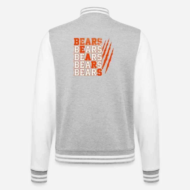 Bears Text with Distressed Claw Marks - College Sweat Jacket - heather grey/white