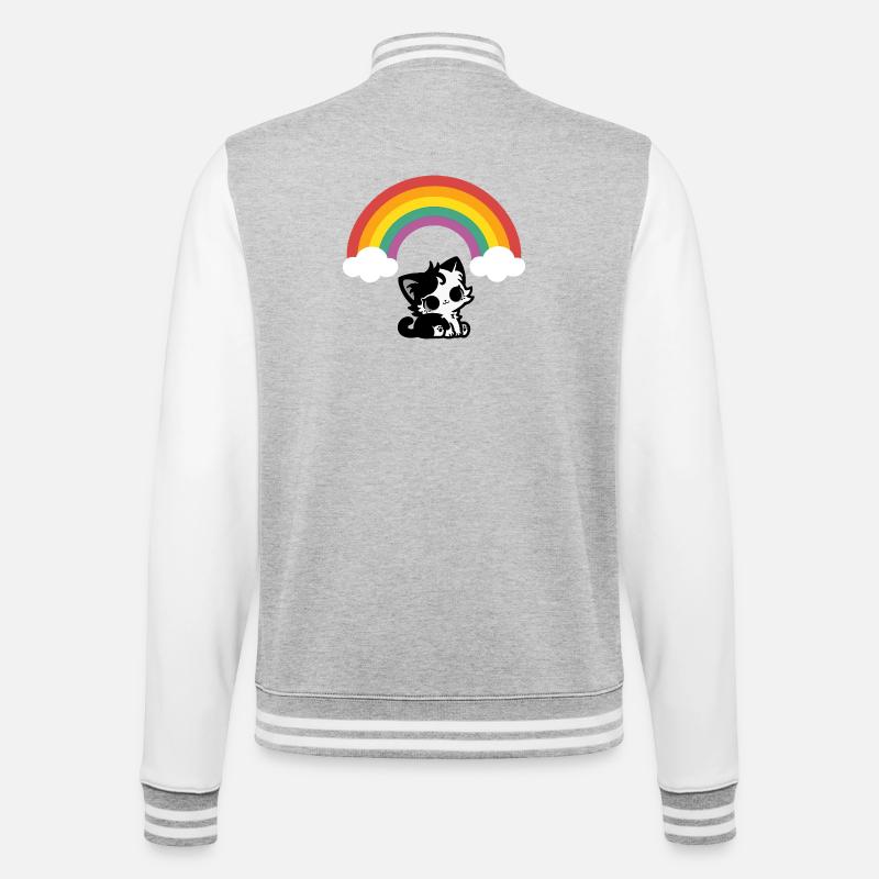 Goth Cat sous le motif arc-en-ciel - Veste Teddy - gris chiné / blanc