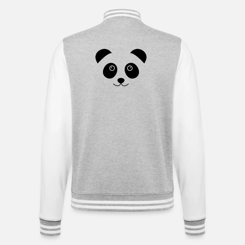 Panda face - College Sweat Jacket - heather grey/white