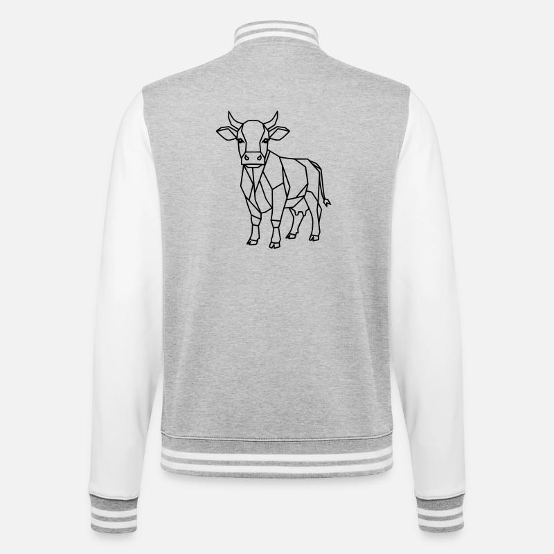 Geometrische Kuh Low Poly Outline - College-Sweatjacke - Grau meliert/Weiß