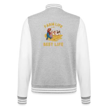 La vie à la ferme est la meilleure vie – Design drôle de fermier - Veste Teddy - gris chiné / blanc - Dos - Marisol (170cm)