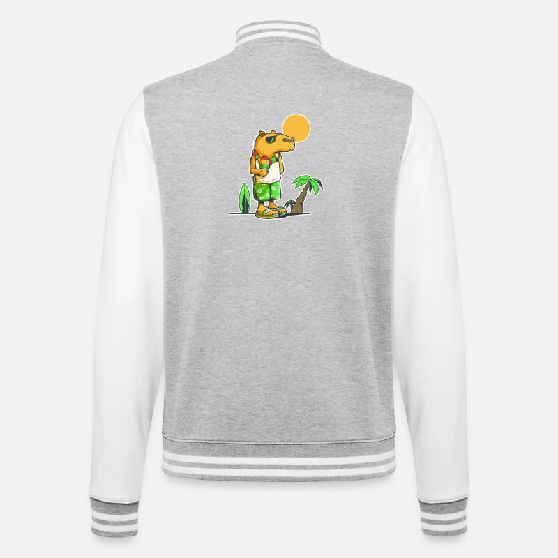 Capybara at the beach - College Sweat Jacket - heather grey/white
