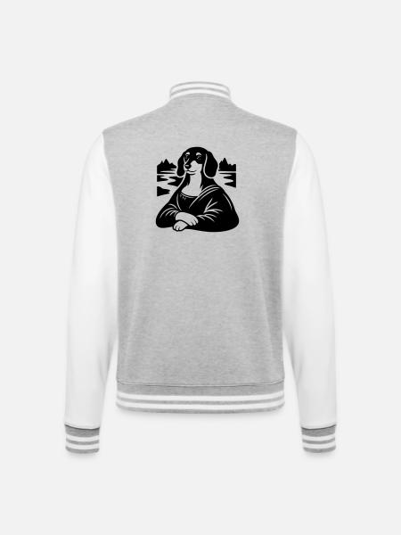 Dachshund Lisa Portrait - College Sweat Jacket - heather grey/white