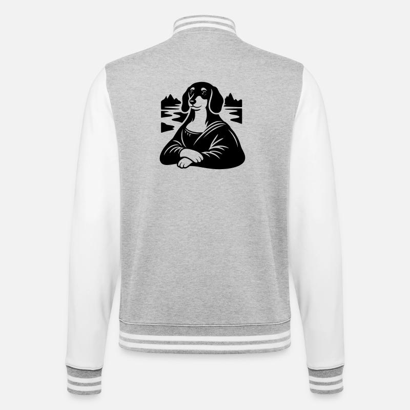 Dachshund Lisa Portrait - College Sweat Jacket - heather grey/white