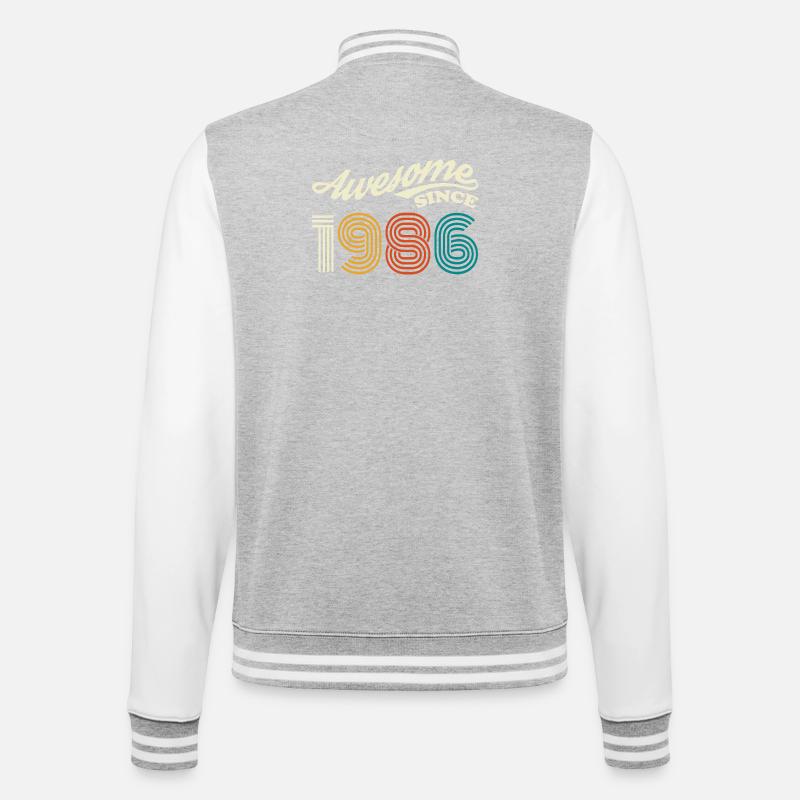 Awesome since 1986 retro logo - College Sweat Jacket - heather grey/white