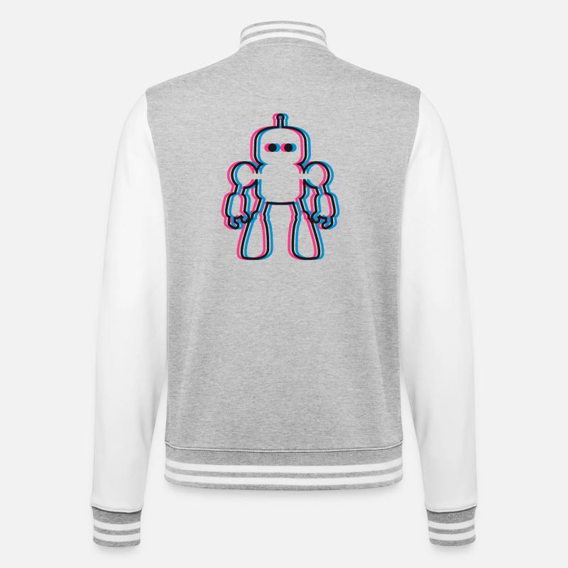 Roboter 3D Effekt KI Sci-Fi  - College-Sweatjacke - Grau meliert/Weiß