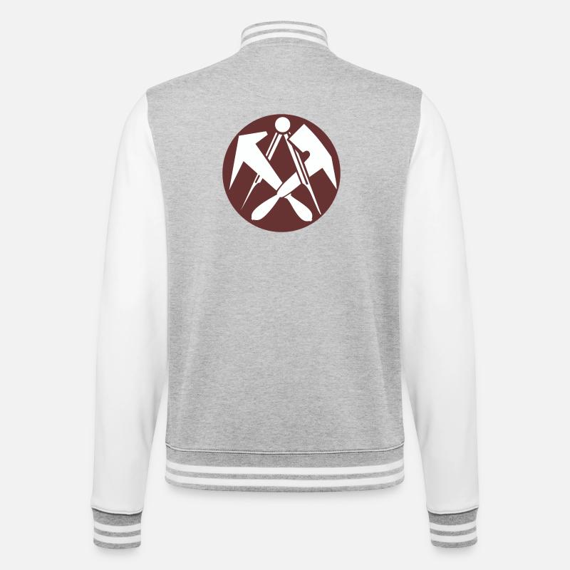 51164_Dachdecker, emblème de guilde, armoiries professionnelles - Veste Teddy - gris chiné / blanc