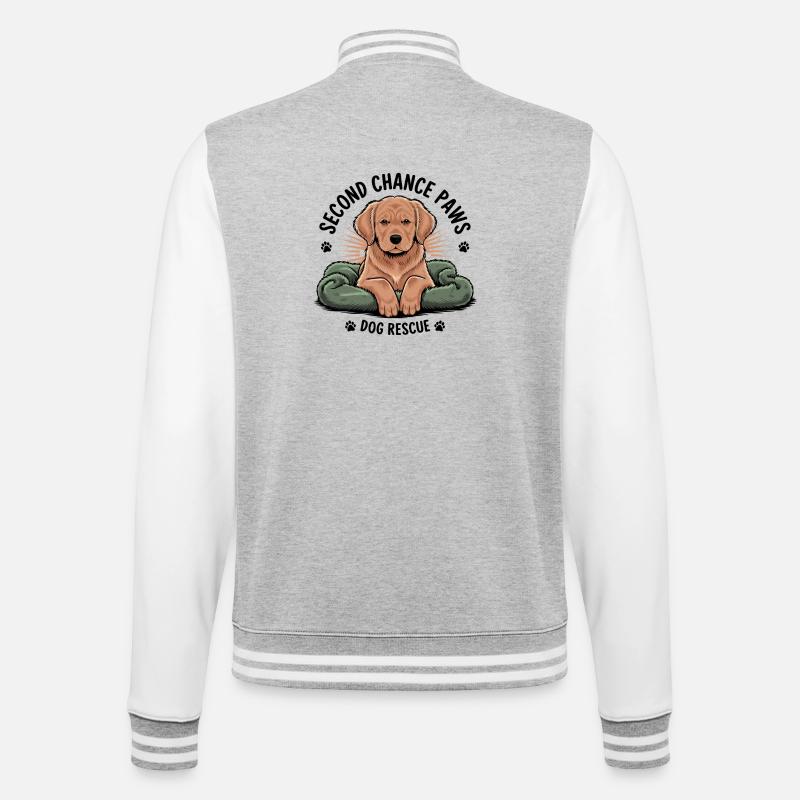 Second Chance Paws Hund Rettung - College-Sweatjacke - Grau meliert/Weiß