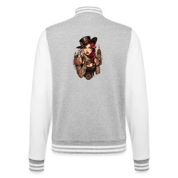 Steam Punk Schöne Frauen Steampunk - College-Sweatjacke - Grau meliert/Weiß - Hinten - Marisol (170cm)