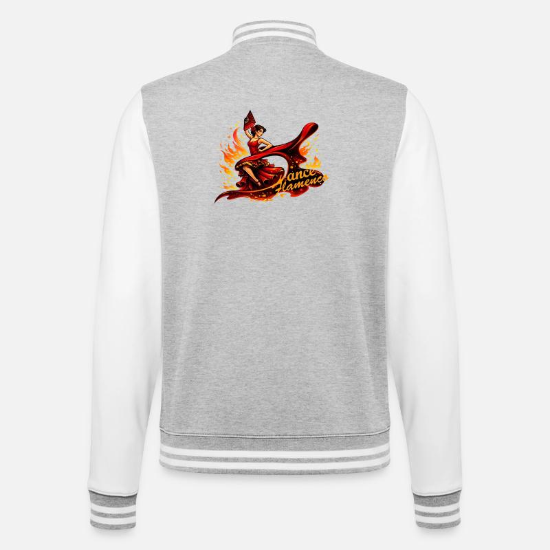 Flamenco dancer with fire and fan - College Sweat Jacket - heather grey/white