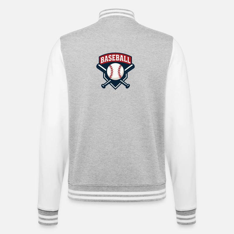 Baseball Emblem Schild mit Ball - College-Sweatjacke - Grau meliert/Weiß