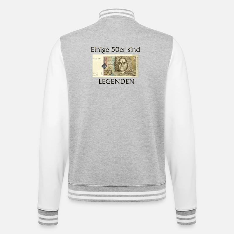 50s Legends, German Mark, Drawing Birthday - College Sweat Jacket - heather grey/white