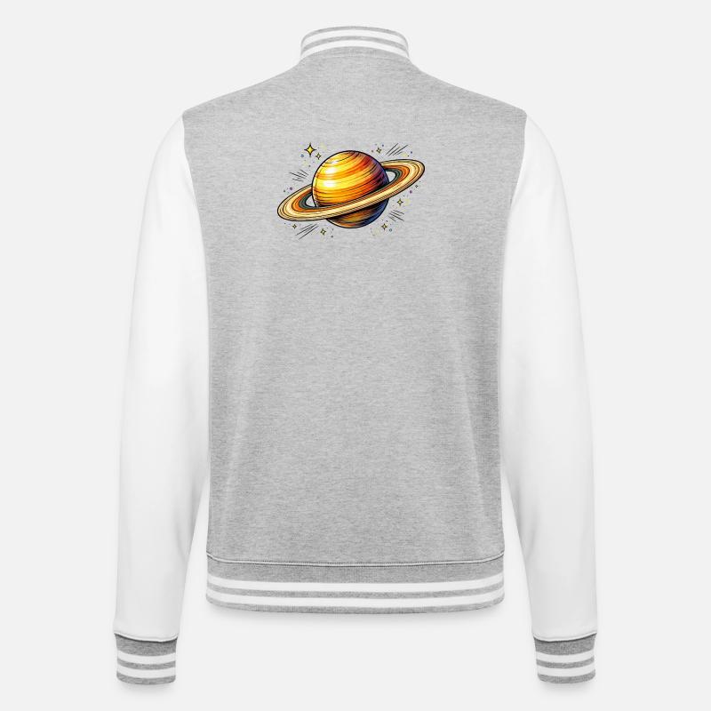 Planet Saturn - College Sweat Jacket - heather grey/white