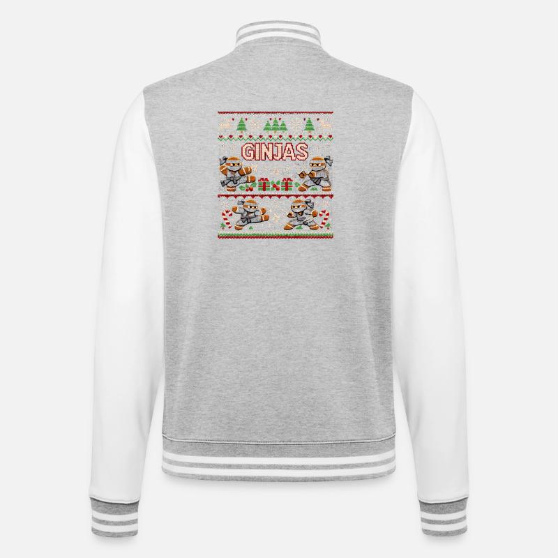 Ginjas Lebkuchen-Weihnachtspullover - College-Sweatjacke - Grau meliert/Weiß