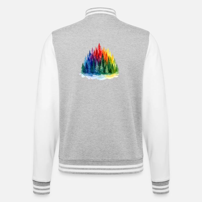 Regenbogenwald Silhouette Rainbow forest - College-Sweatjacke - Grau meliert/Weiß