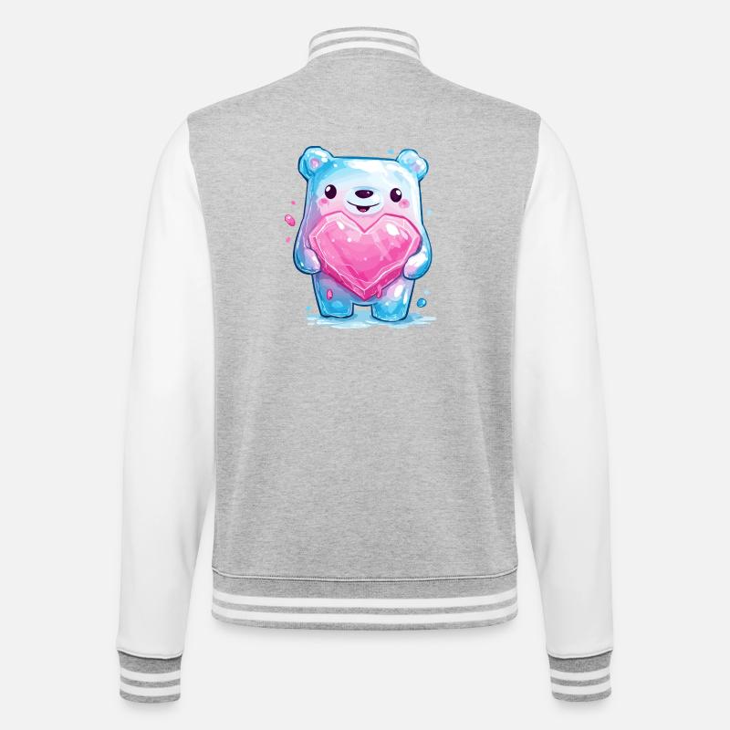 Ourson câlin avec cristal de cœur - Veste Teddy - gris chiné / blanc