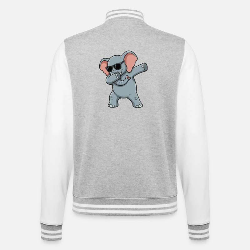 Éléphant drôle dans le style dab - Veste Teddy - gris chiné / blanc