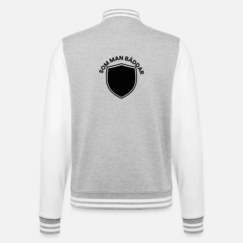 Ring Text Shield Design - College Sweat Jacket - heather grey/white