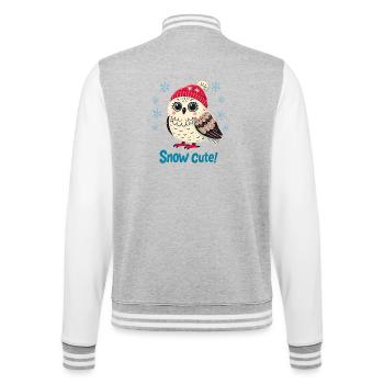 Winter Owl in a Hat - College Sweat Jacket - heather grey/white - Back - Marisol (170cm)