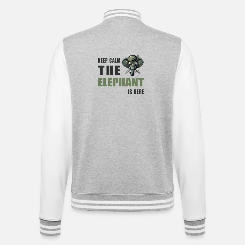 Reste calme, l’éléphant est là - Veste Teddy - gris chiné / blanc