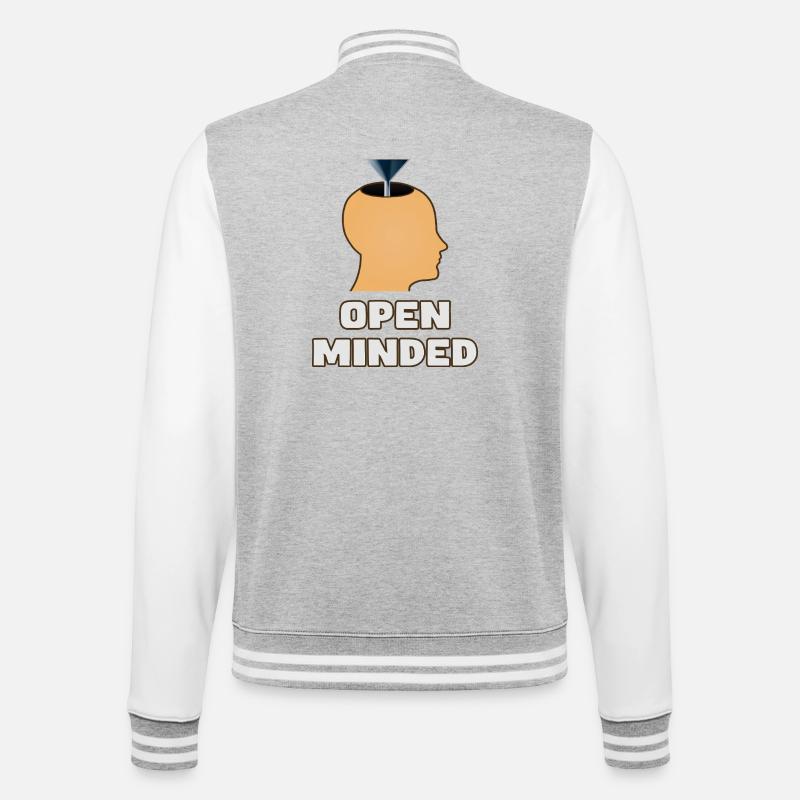 Open Minded - Offener Geist - College-Sweatjacke - Grau meliert/Weiß