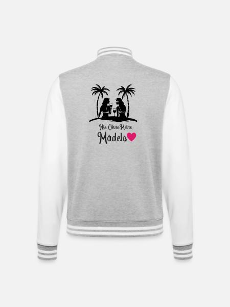 Never without my girls' heart - College Sweat Jacket - heather grey/white