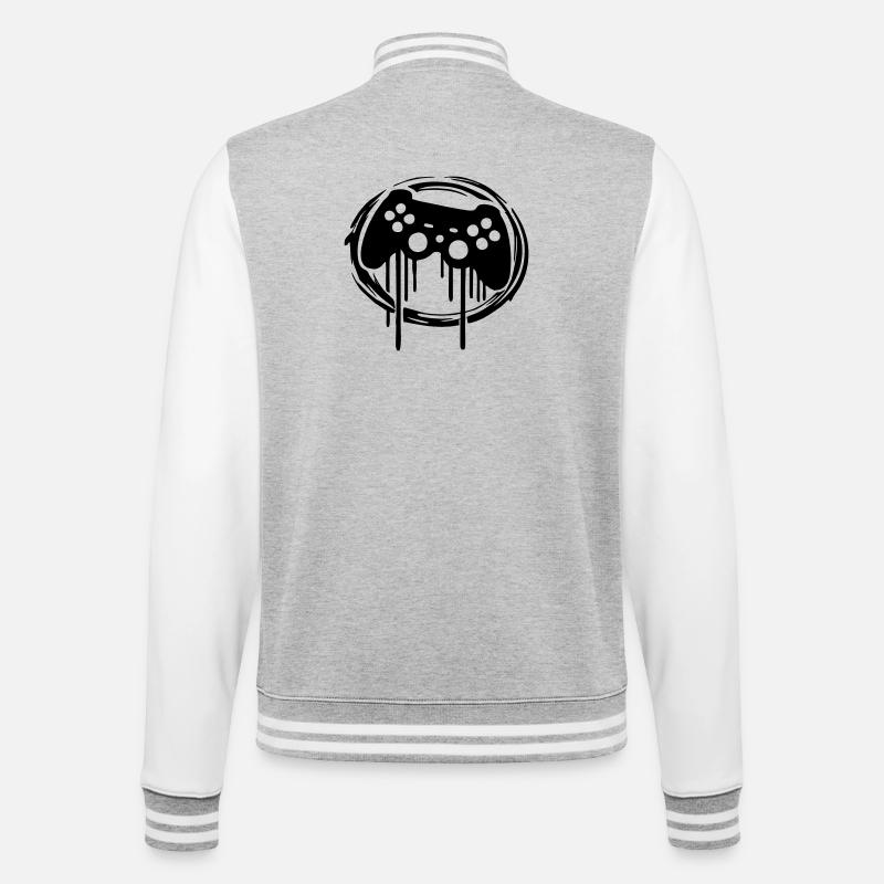 Gaming Controller Circle Pattern - College Sweat Jacket - heather grey/white