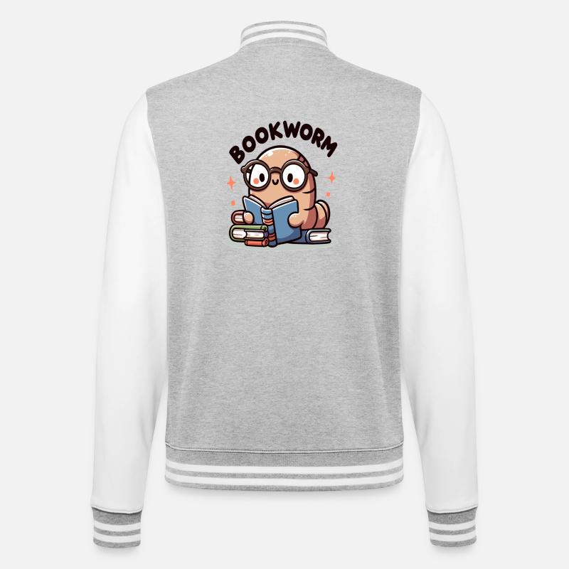 Spectacle bookworm while reading - College Sweat Jacket - heather grey/white