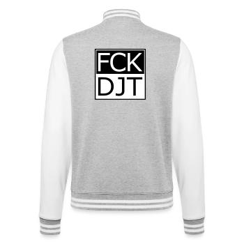 Provokante Blocktypografie Protest - College-Sweatjacke - Grau meliert/Weiß - Hinten - Marisol (170cm)