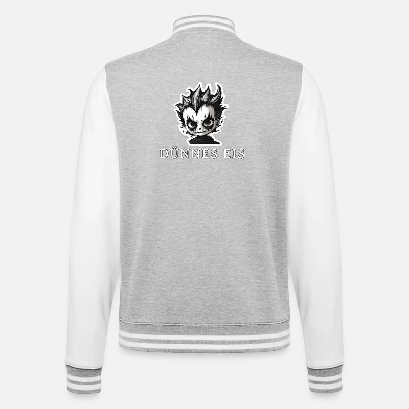 Glace fine, mauvais caractère - Veste Teddy - gris chiné / blanc