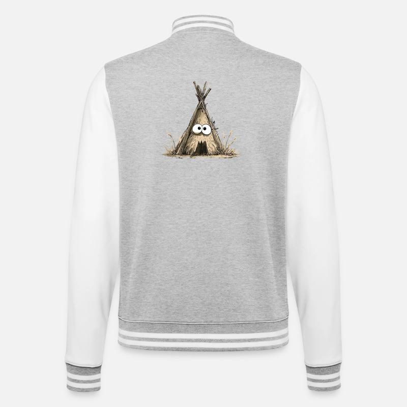 Funny teepee tent with eyes - College Sweat Jacket - heather grey/white