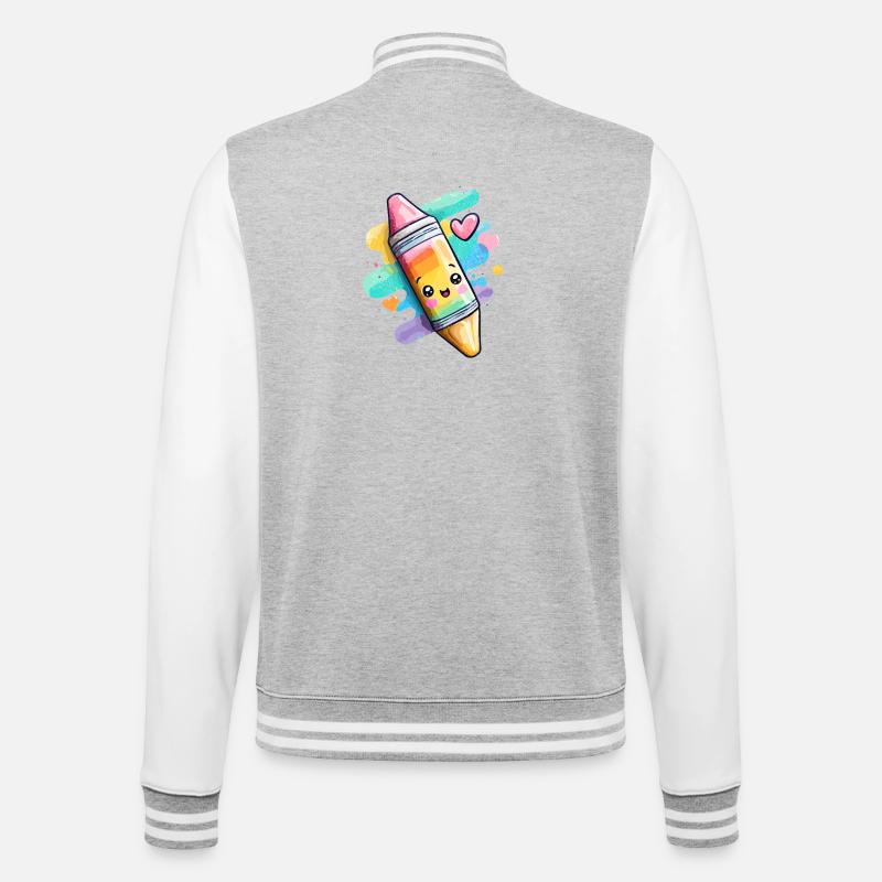 Rainbow Chalk - College Sweat Jacket - heather grey/white
