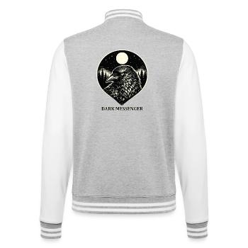 Dark Messenger - Raven in Woodcut Style - College Sweat Jacket - heather grey/white - Back - Marisol (170cm)