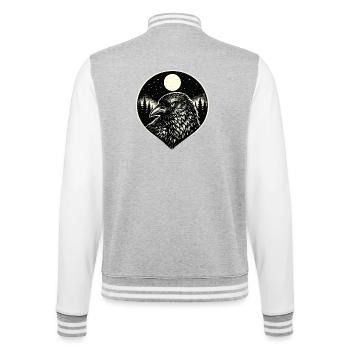 Dark Messenger - Raven in Woodcut Style - College Sweat Jacket - heather grey/white - Back - Marisol (170cm)